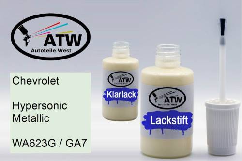 Chevrolet, Hypersonic Metallic, WA623G / GA7: 20ml Lackstift + 20ml Klarlack - Set, von ATW Autoteile West.